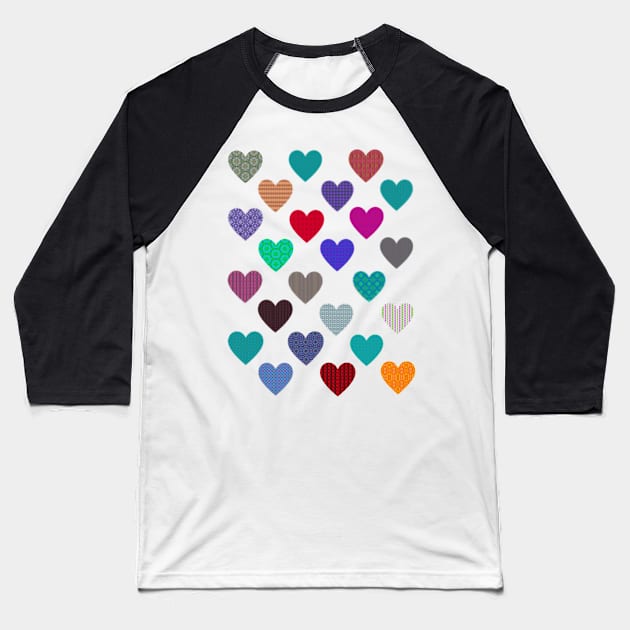 More Little Patterned Hearts Baseball T-Shirt by Amanda1775
